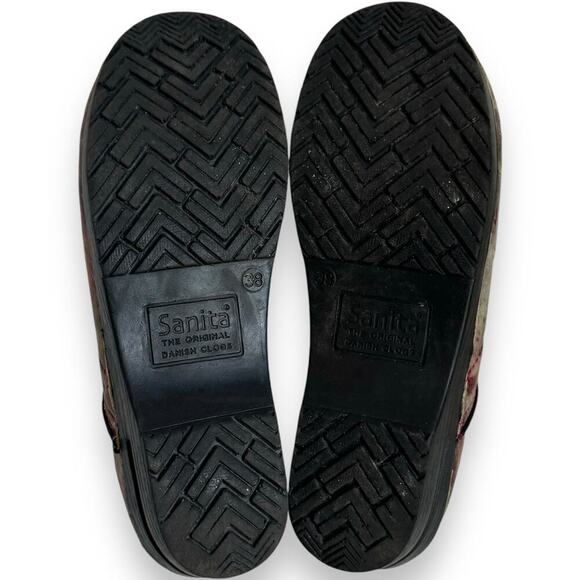 Sanita The Original Danish Leather Clog Shoes Red Watercolor Womens 38 / US 7.5 - Picture 14 of 14